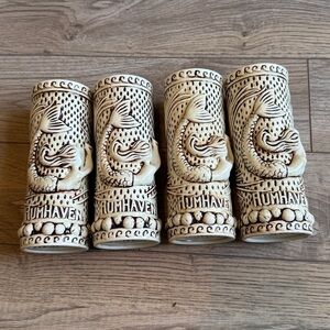 Perfect Set of 4 TikiRob RumHaven Ceramic 3D Mermaid Siren Party Mugs